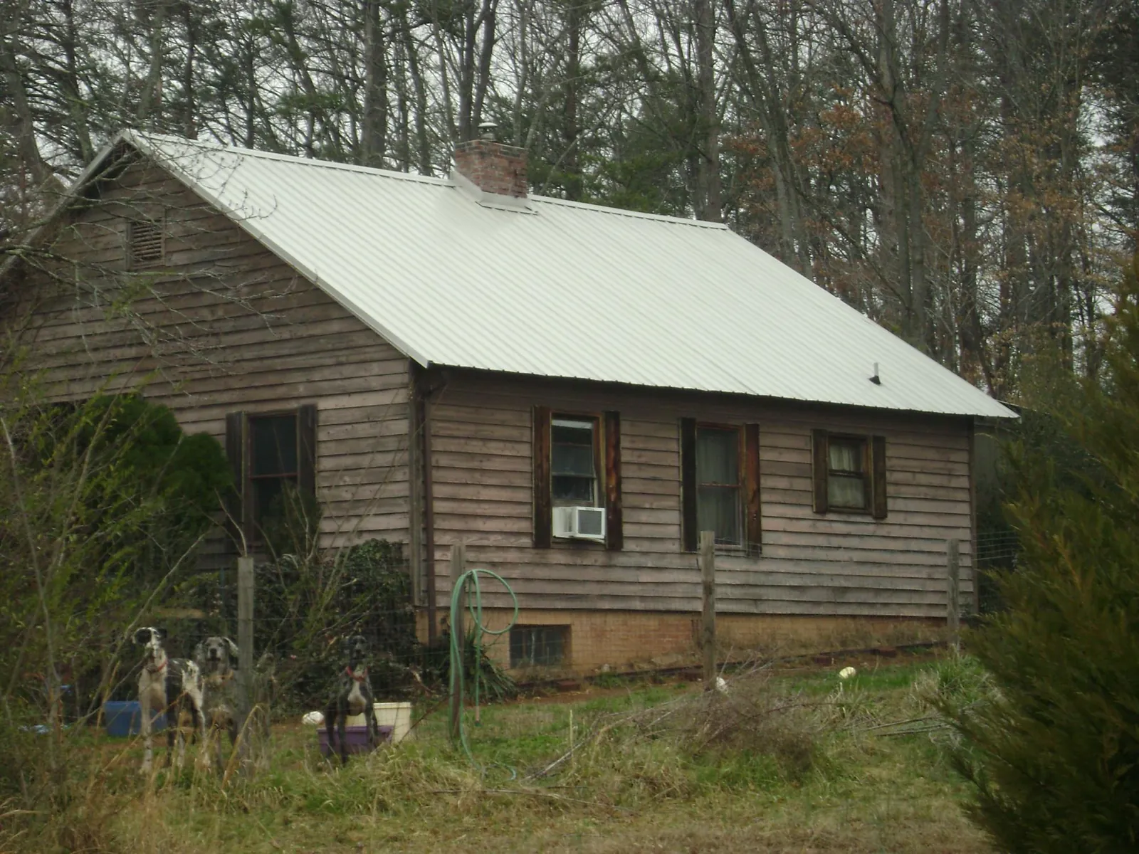 White metal roof on an old wood sided farmhouse, from a Metal Roof Installation job in Falkland